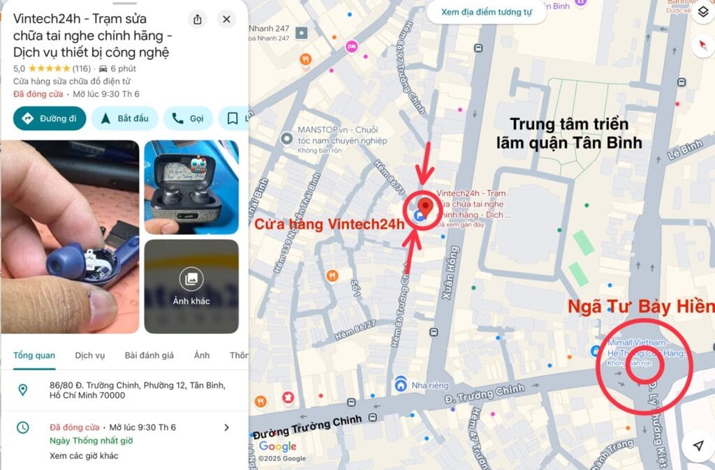 Bản đồ hướng dẫn di chuyển đến cửa hàng Vintech24h